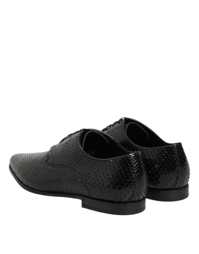 Dolce & Gabbana Schwarze Exotische Leder Schnürschuhe Derby