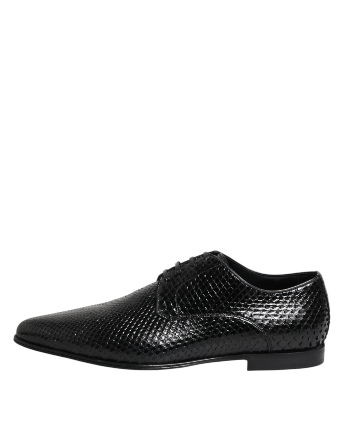 Dolce & Gabbana Black Exotic Leather Derby Lace-Up Shoes