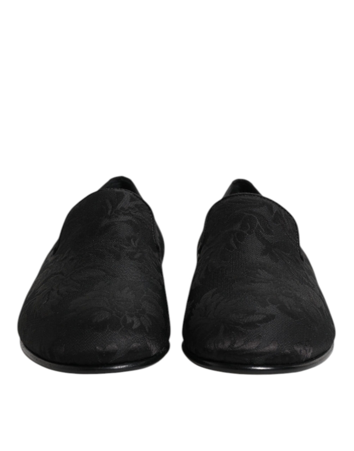 Dolce & Gabbana Black Floral Brocade Loafers Men's Dress Shoes