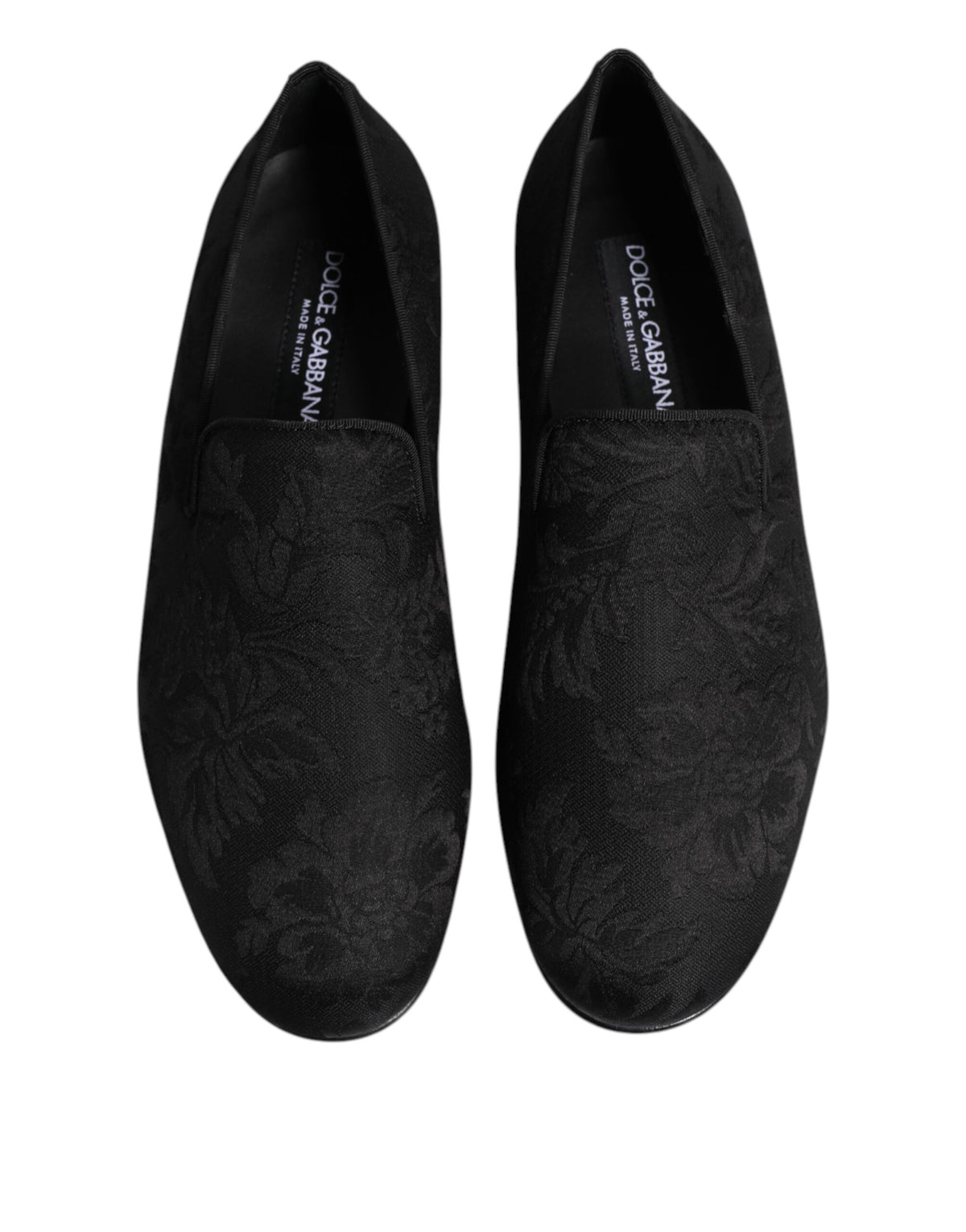 Dolce & Gabbana Black Floral Brocade Loafers Men's Dress Shoes