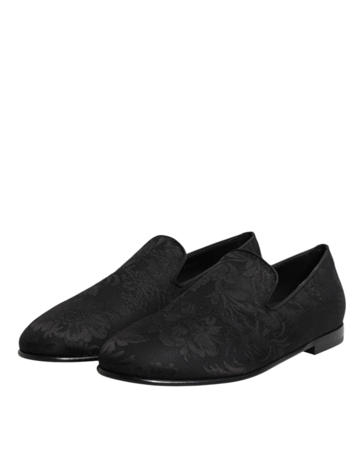 Dolce & Gabbana Black Floral Brocade Loafers Men's Dress Shoes