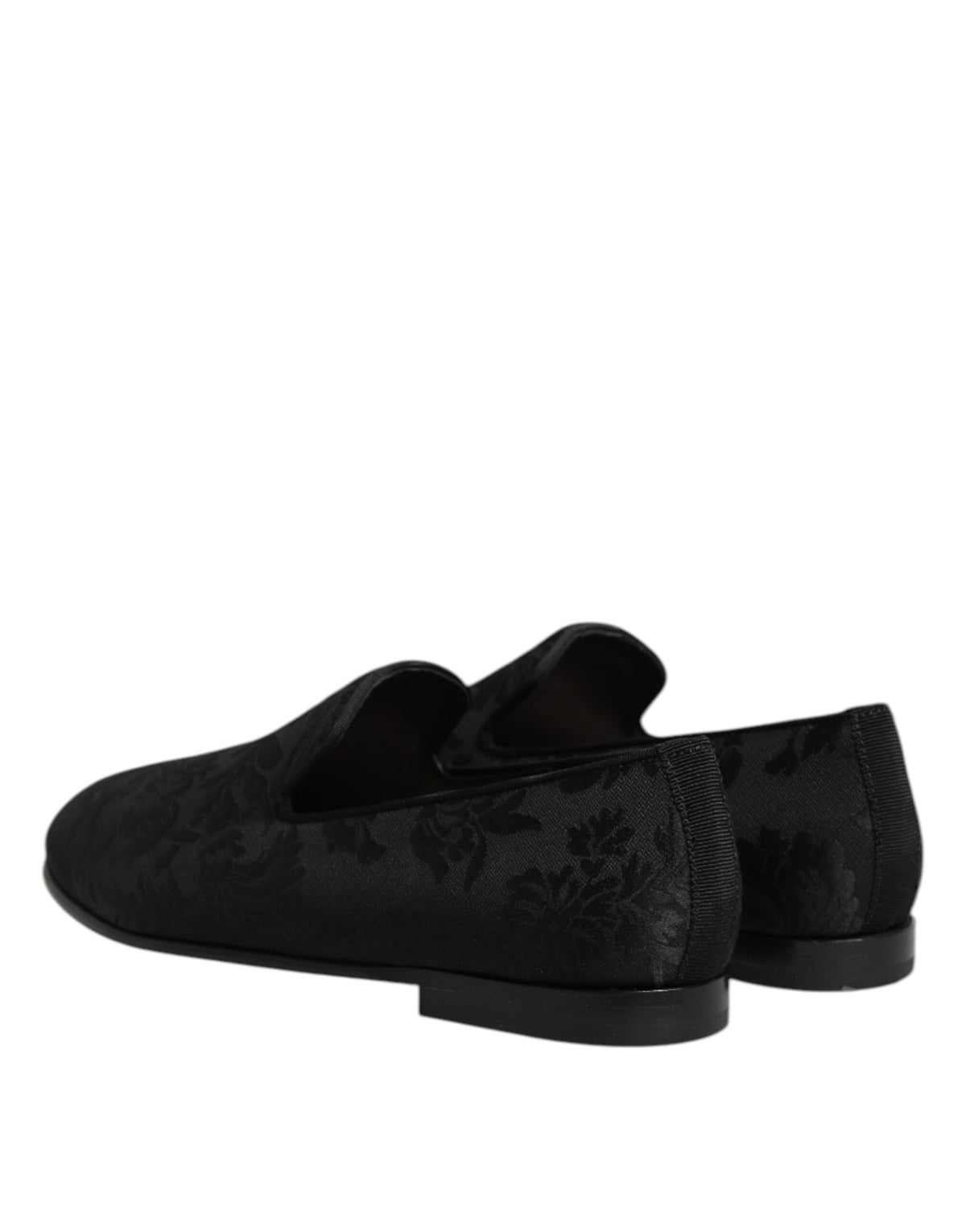 Dolce & Gabbana Black Floral Brocade Loafers Men's Dress Shoes
