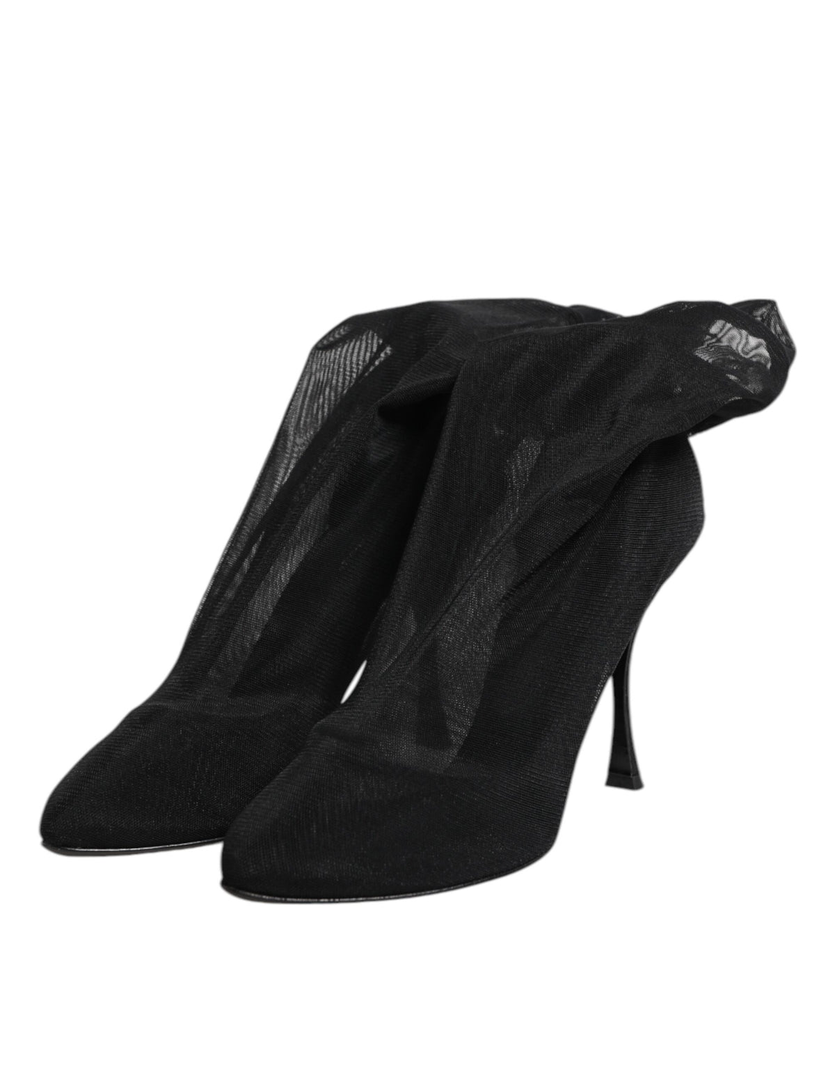 Dolce & Gabbana Black Silk Stretch Mesh Sock Boot Shoes