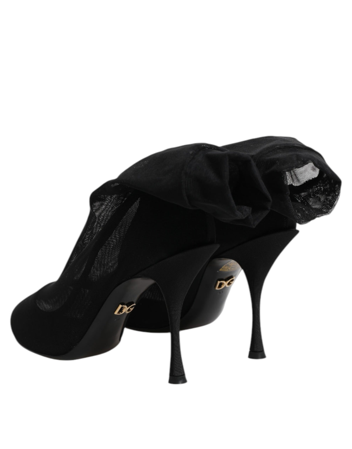 Dolce & Gabbana Black Silk Stretch Mesh Sock Boot Shoes