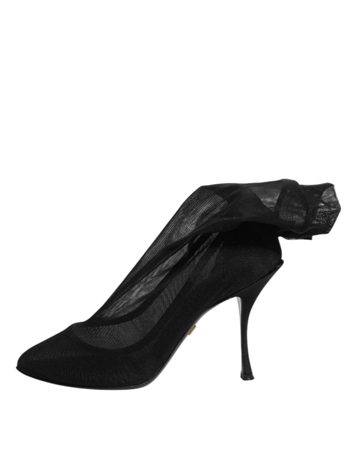 Dolce & Gabbana Black Silk Stretch Mesh Sock Boot Shoes