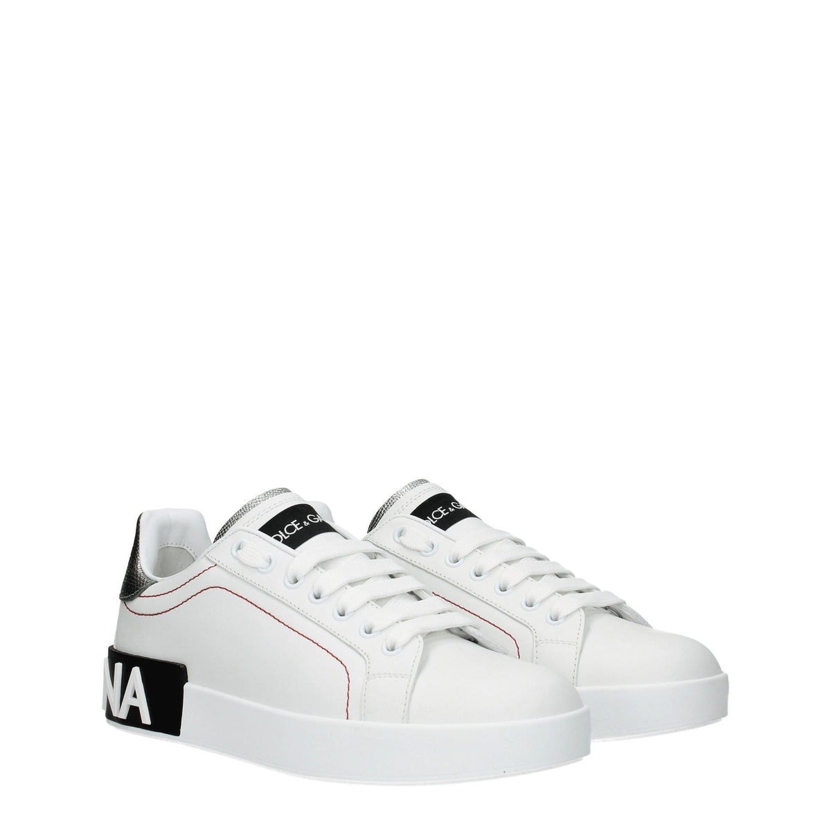 Dolce & Gabbana White Leather Low-Top Sneakers