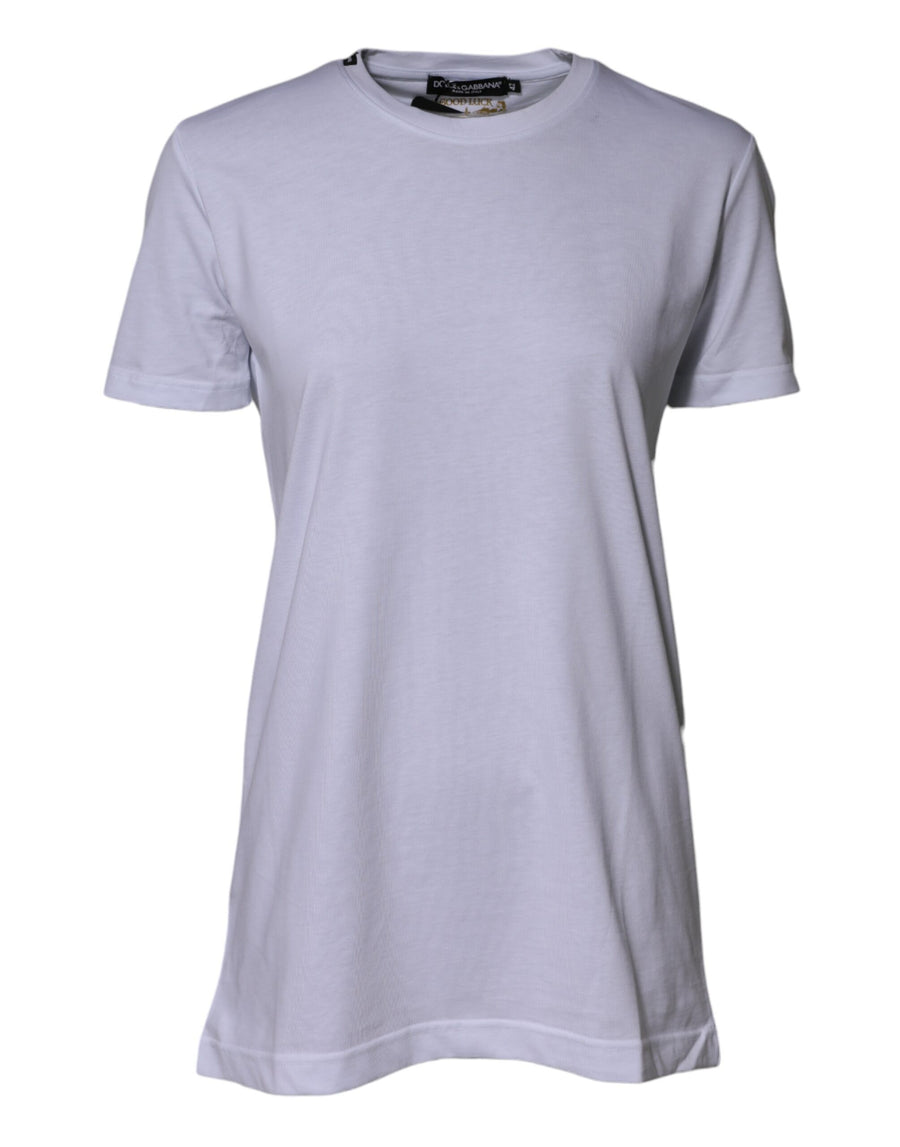 Dolce & Gabbana White Cotton Goodluck 2023 Crewneck T-Shirt