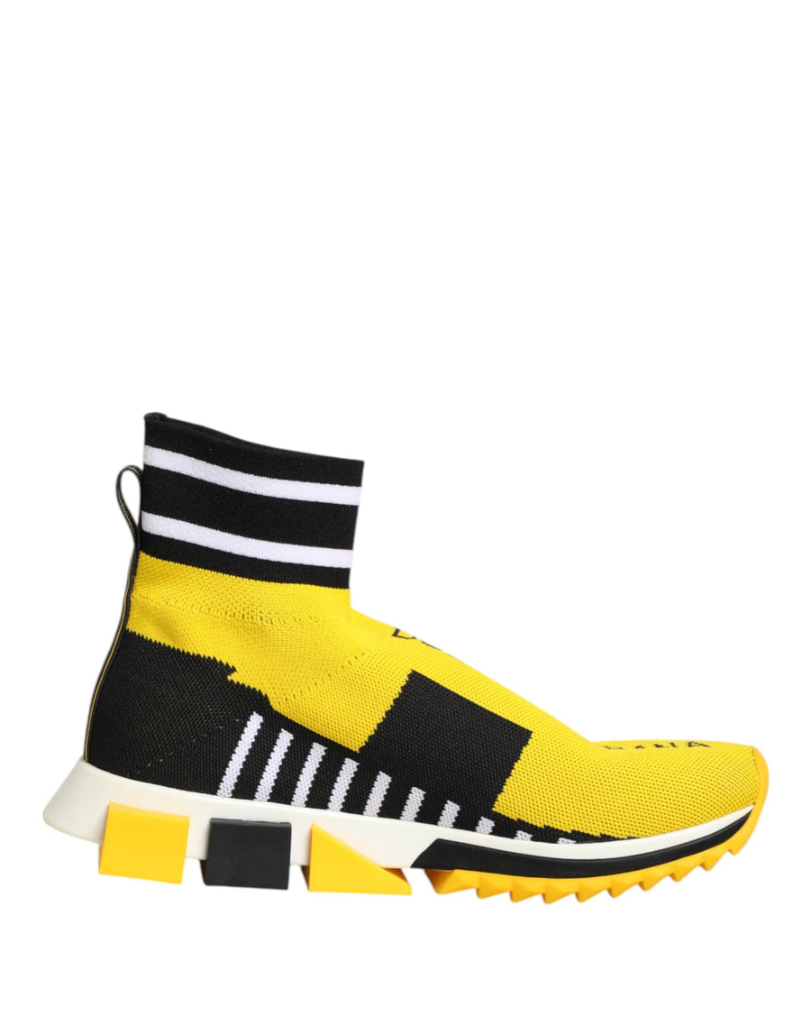 Dolce & Gabbana Yellow Black Sorrento Sock Sneakers Shoes