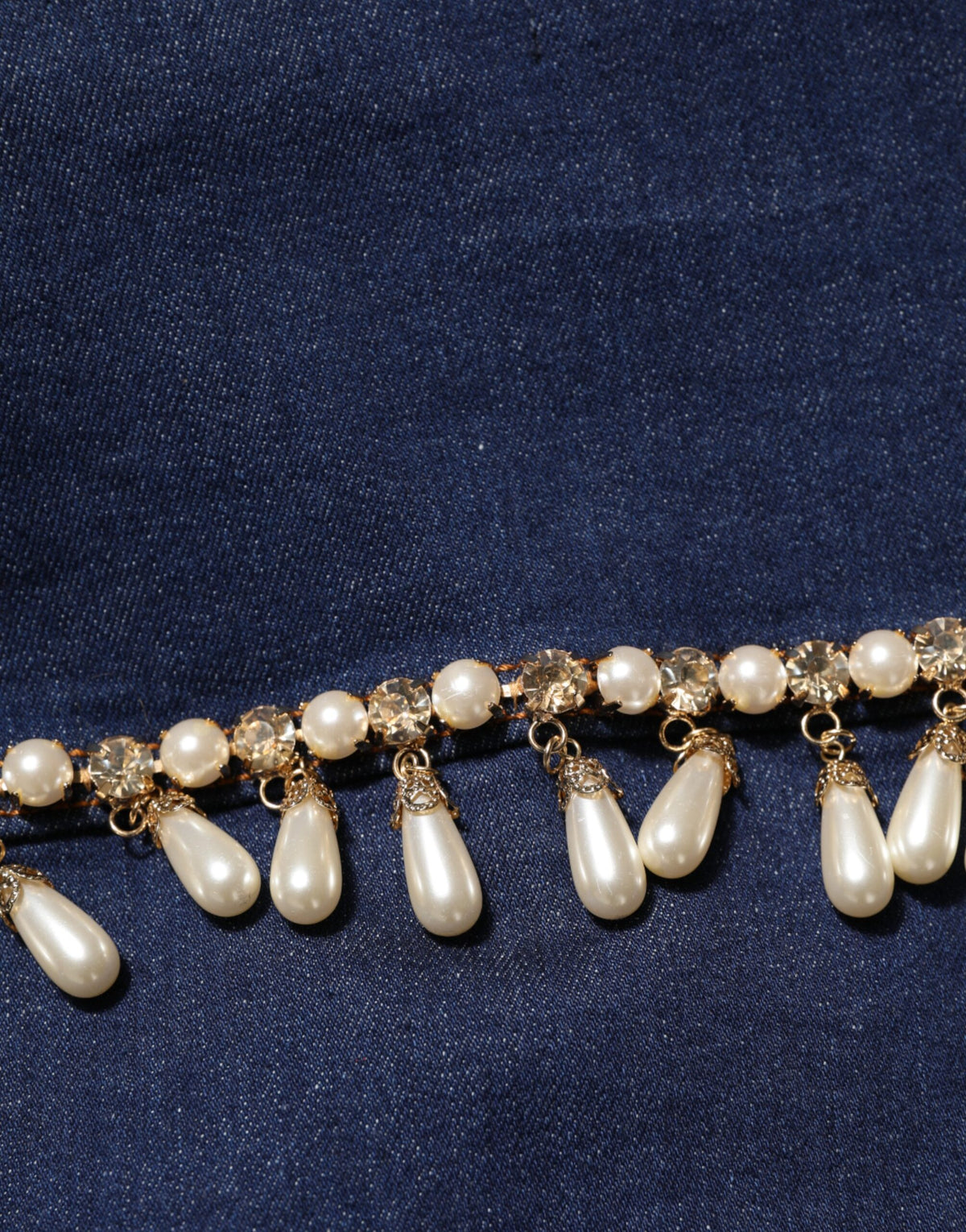 Dolce & Gabbana Blue Cotton Denim Jacket with Crystal Embellishment