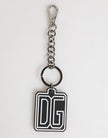 Dolce & Gabbana Schwarz Weiß DG Gummi Logo Silber Herren Schlüsselanhänger