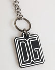 Dolce & Gabbana Schwarz Weiß DG Gummi Logo Silber Herren Schlüsselanhänger
