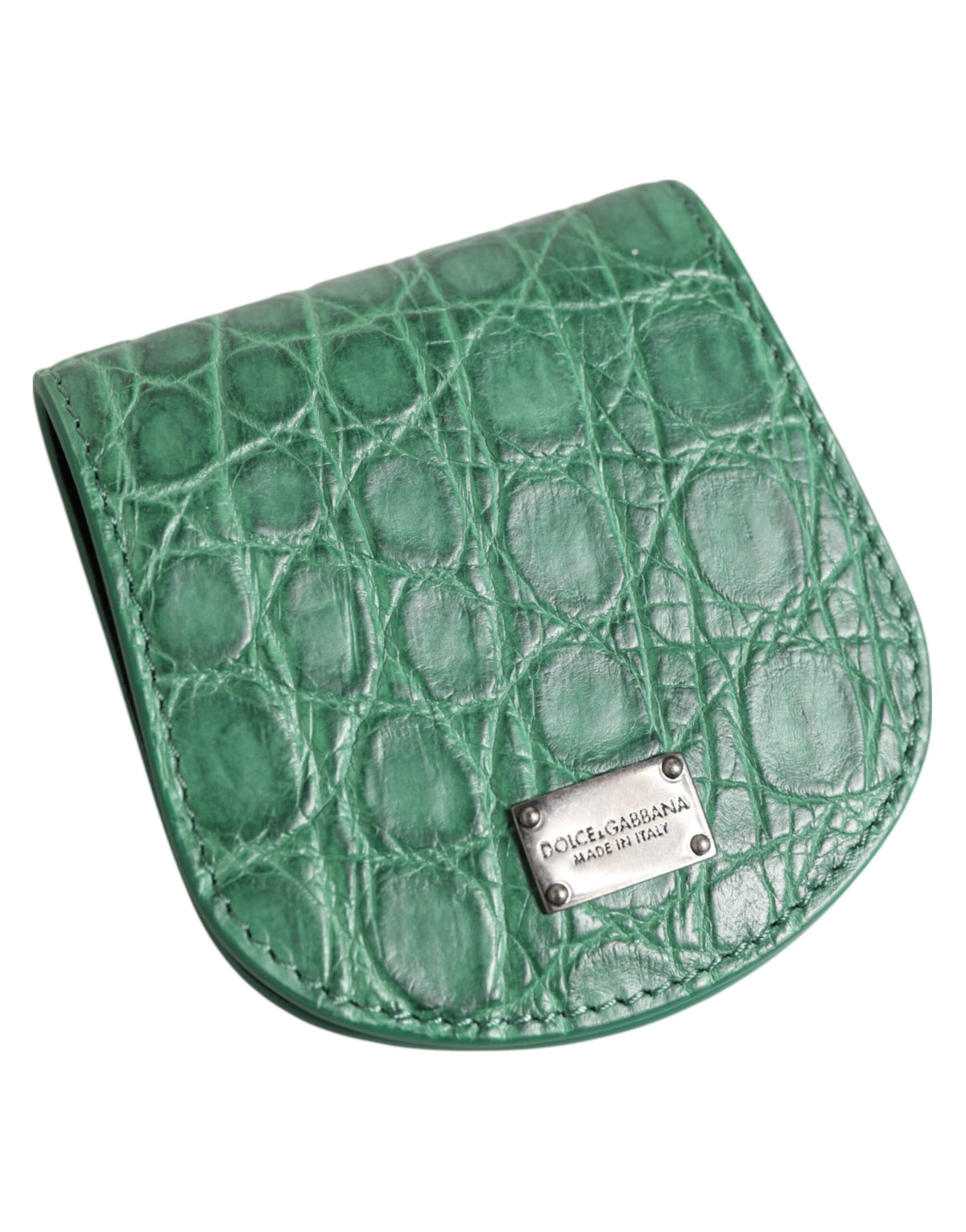 Dolce & Gabbana Green Exotic Skin Coin Condom Case Holder Pouch Wallet