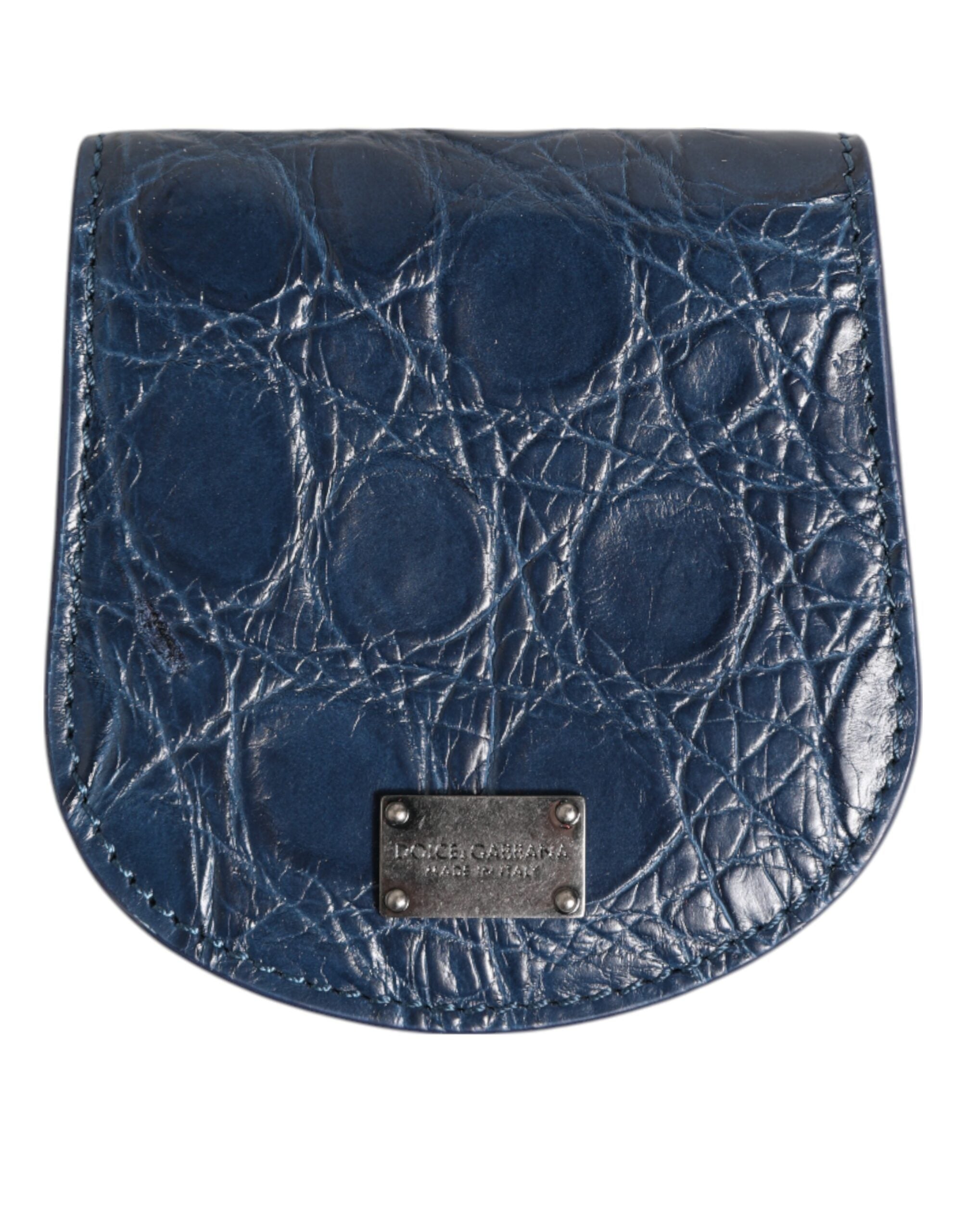 Dolce & Gabbana Blaue exotische Haut Münz-Kondom-Etui Halter Tasche Portemonnaie