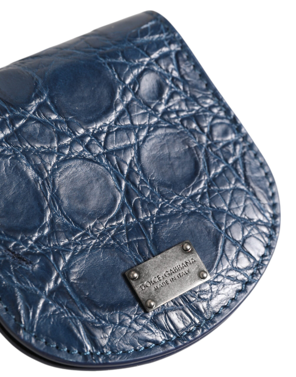 Dolce & Gabbana Blue Exotic Skin Coin Condom Case Holder Pouch Wallet