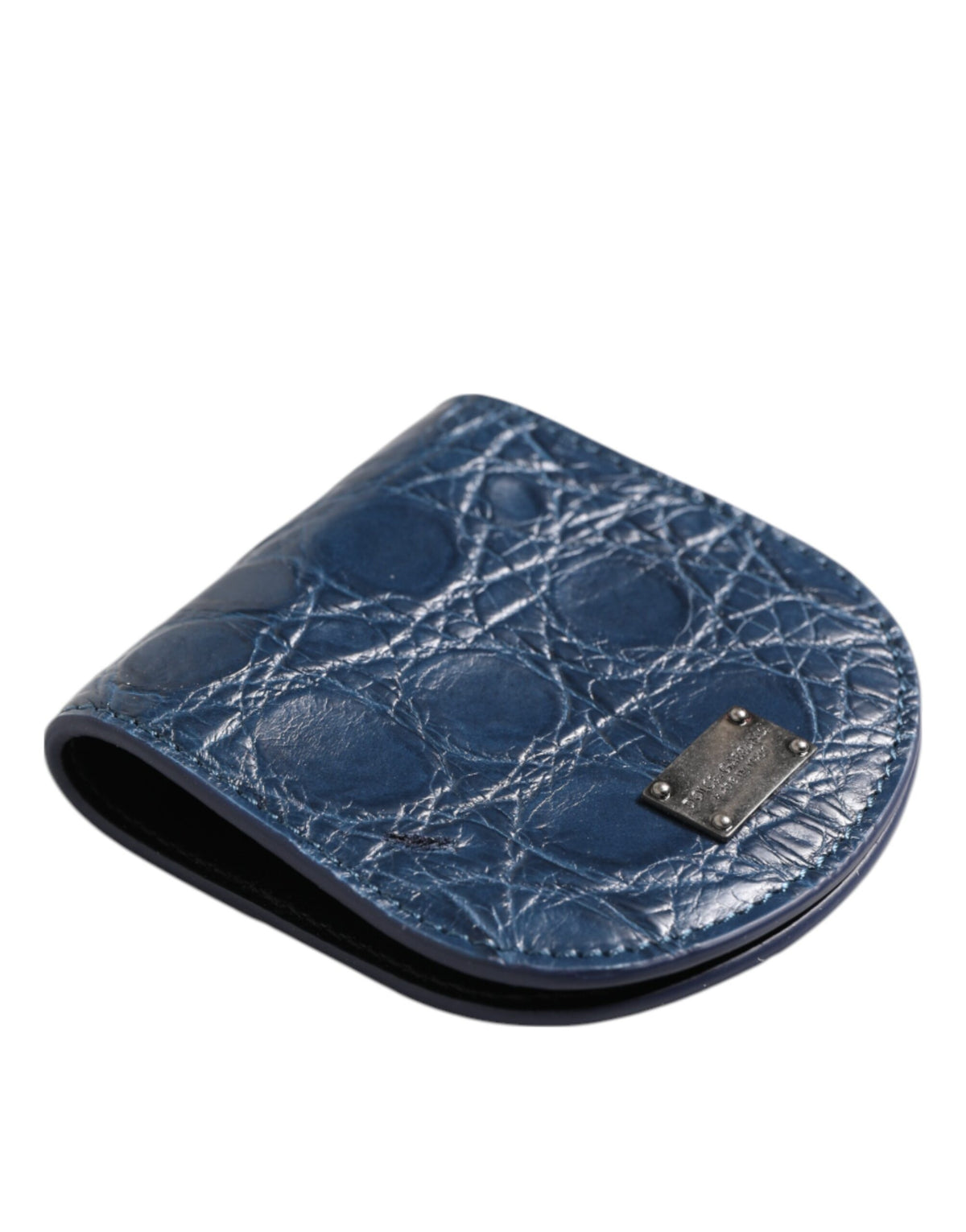 Dolce & Gabbana Blue Exotic Skin Coin Condom Case Holder Pouch Wallet