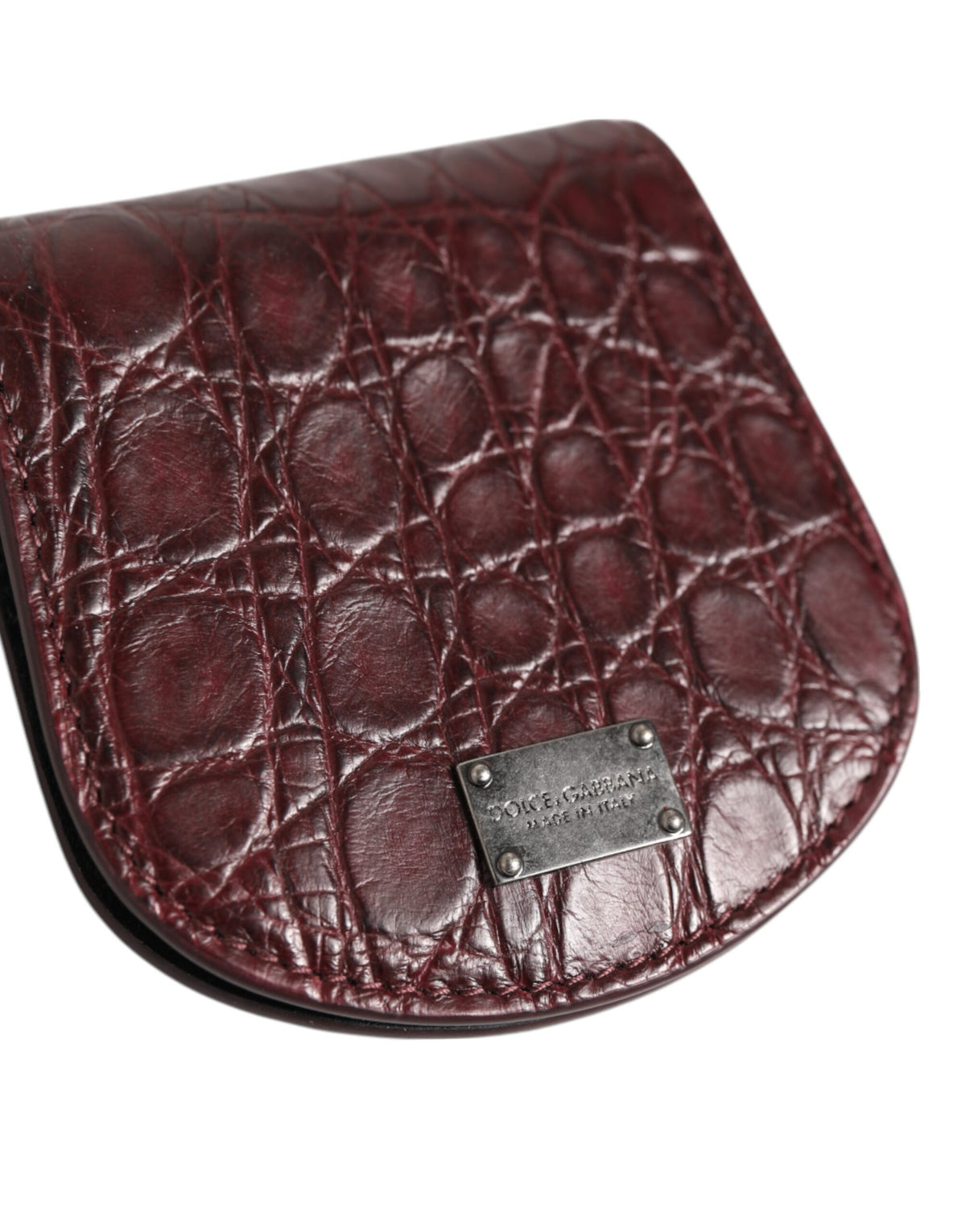 Dolce & Gabbana Burgundy Exotic Skin Coin Condom Case Holder Pouch Wallet