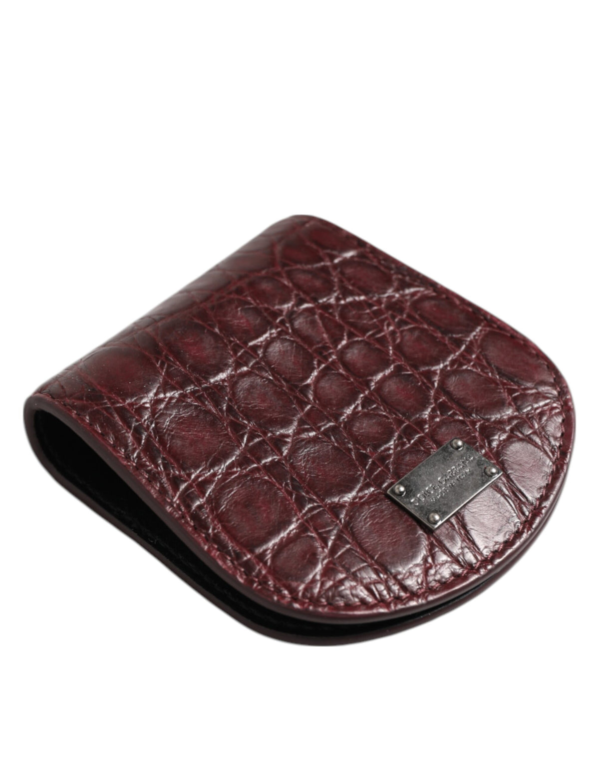 Dolce & Gabbana Burgundy Exotic Skin Coin Condom Case Holder Pouch Wallet