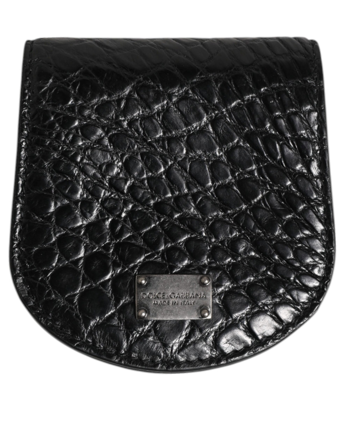 Dolce & Gabbana Black Exotic Skin Coin Condom Case Holder Pouch Wallet