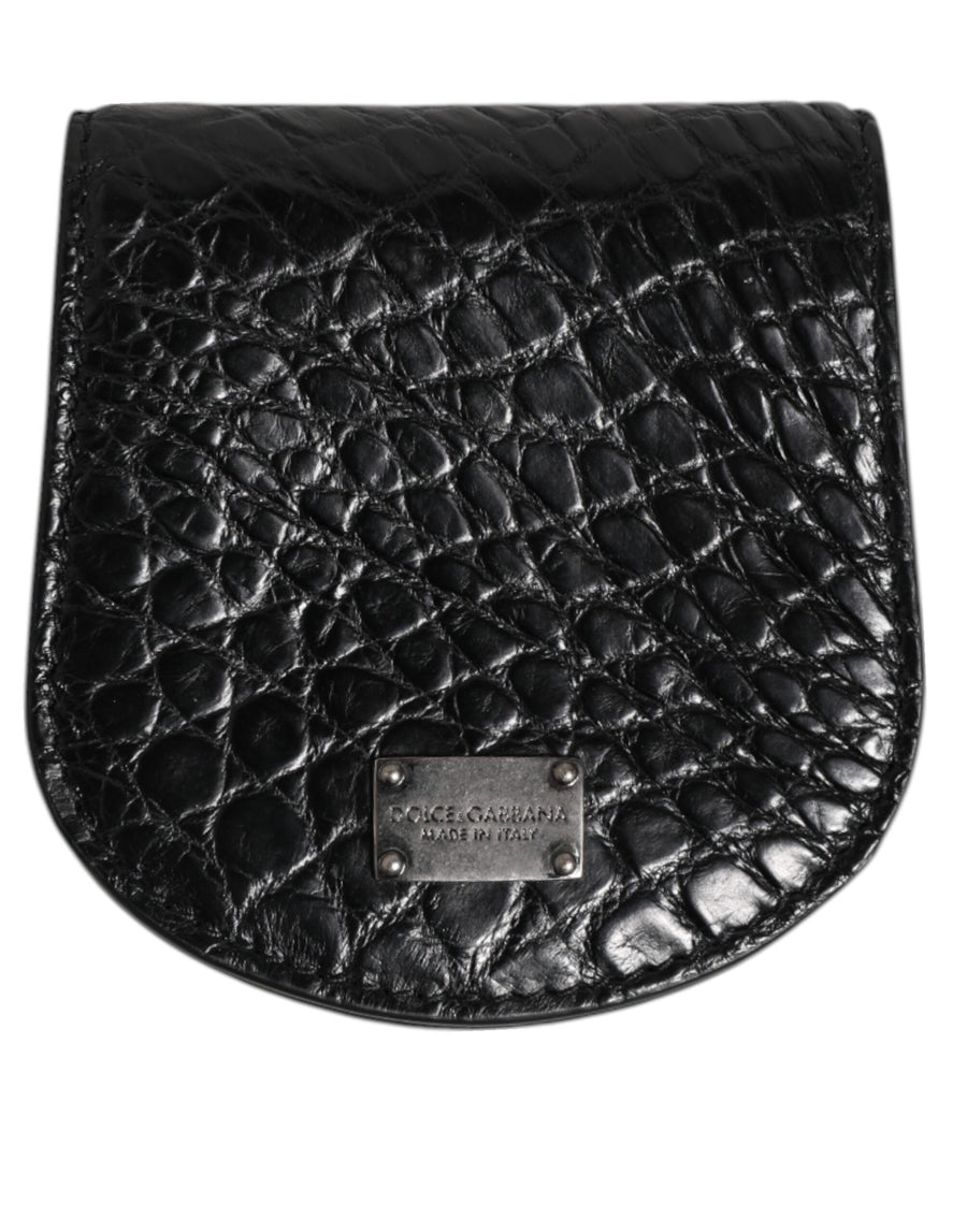 Dolce & Gabbana Schwarz Exotische Haut Münze Kondom Fall Halter Tasche Brieftasche