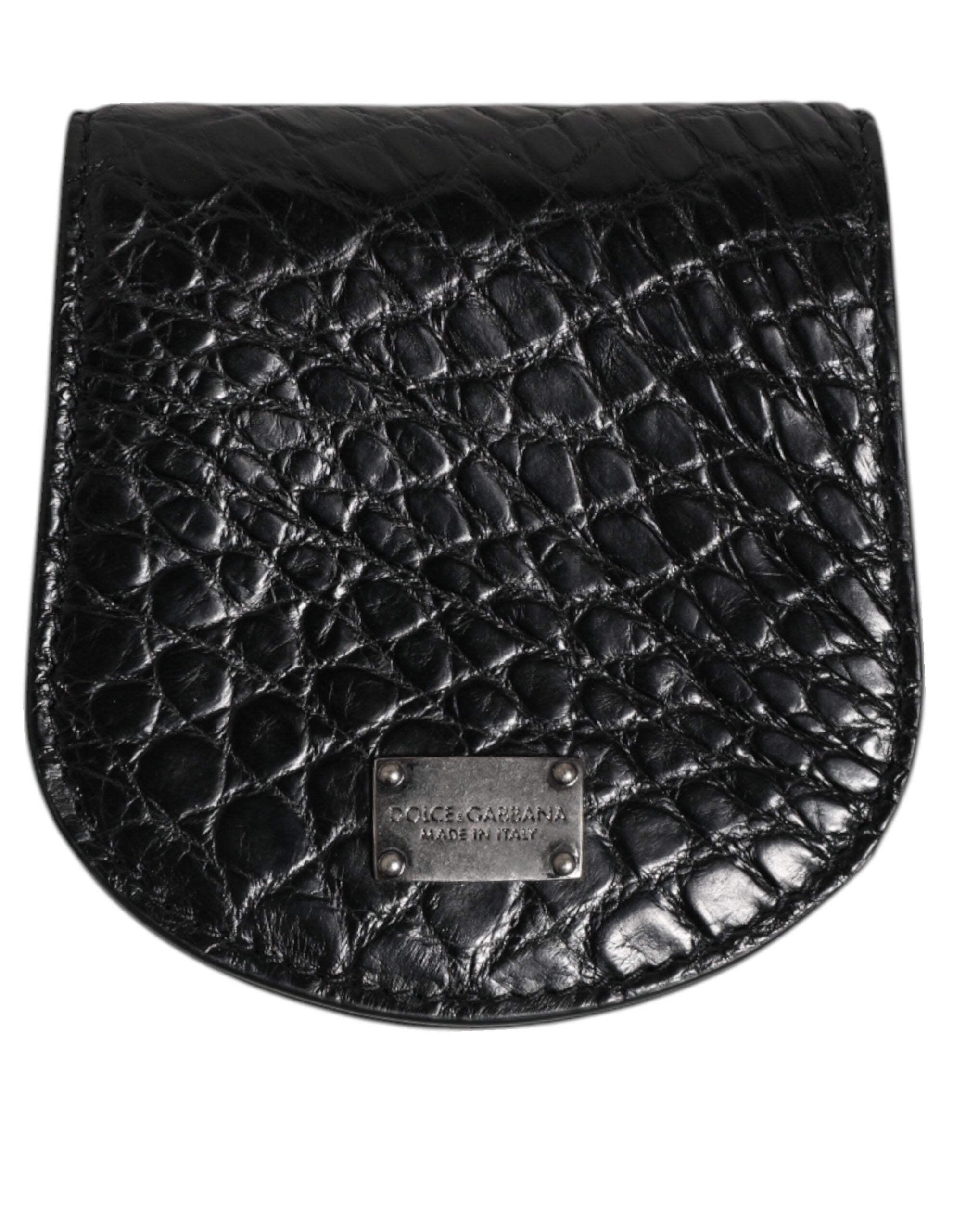 Dolce & Gabbana Schwarze Geldbörse aus exotischer Haut, Kondomhülle, Halter, Tasche, Portemonnaie