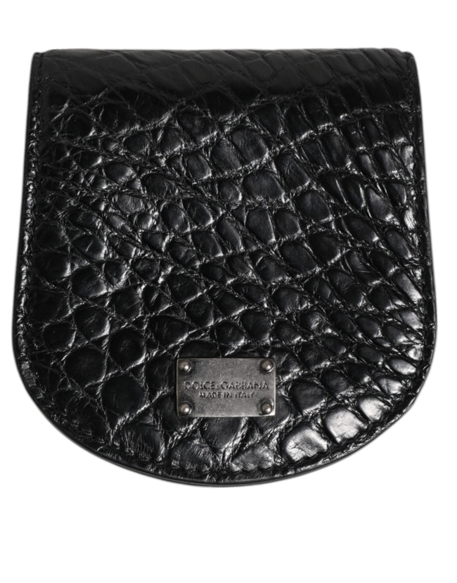 Dolce & Gabbana Schwarz Exotische Haut Münze Kondom Fall Halter Tasche Brieftasche
