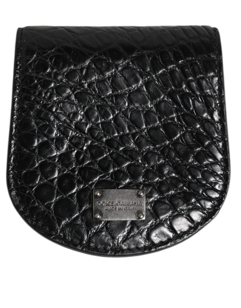 Dolce & Gabbana Schwarze Geldbörse aus exotischer Haut, Kondomhülle, Halter, Tasche, Portemonnaie