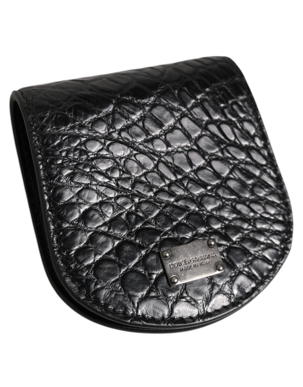 Dolce & Gabbana Black Exotic Skin Coin Condom Case Holder Pouch Wallet