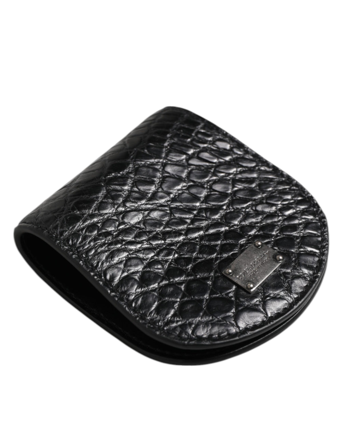Dolce & Gabbana Black Exotic Skin Coin Condom Case Holder Pouch Wallet