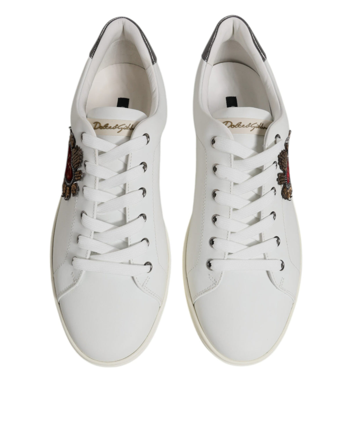 Dolce & Gabbana White Sacred Heart Men's Low Top Sneakers Shoes