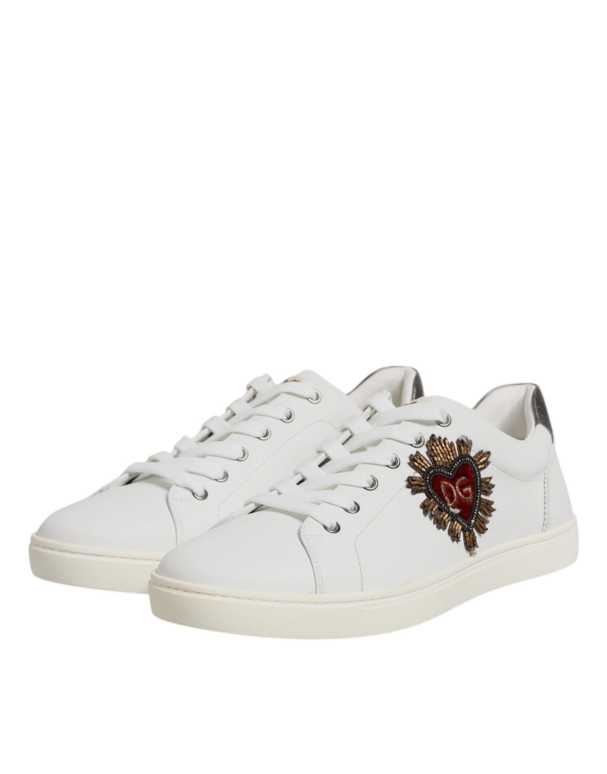 Dolce & Gabbana White Sacred Heart Men's Low Top Sneakers Shoes