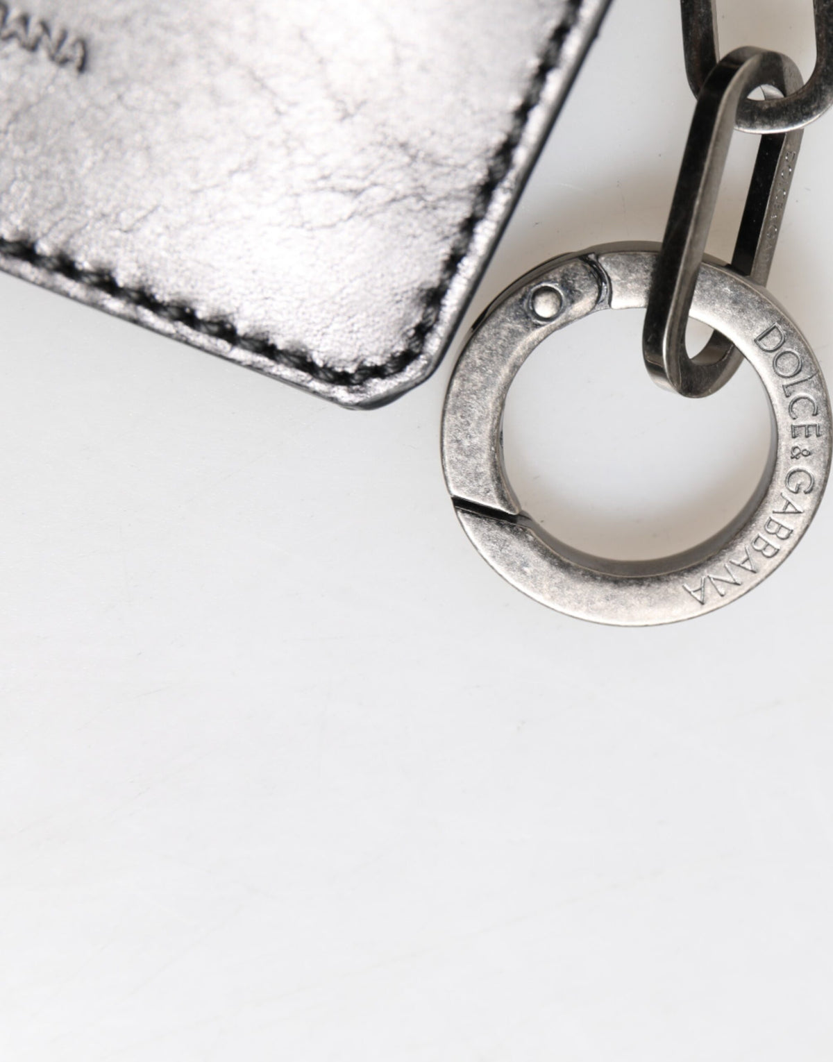 Dolce & Gabbana Wallet Black Leather with Logo Embossing Keyring Card Holder Wallet