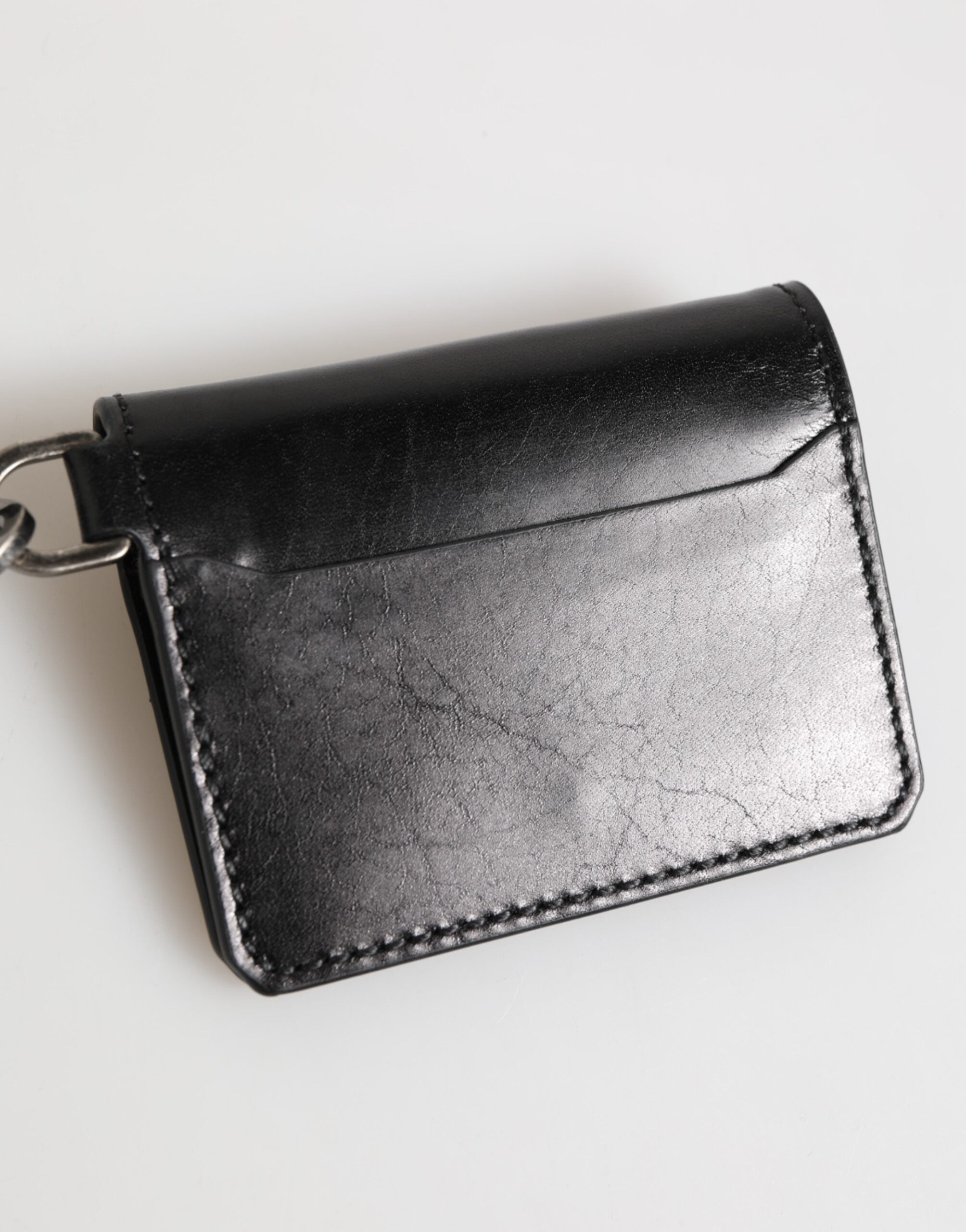 Dolce & Gabbana Geldbörse Schwarzes Leder mit Logoprägung Schlüsselanhänger Kartenhalter Portemonnaie