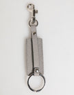 Dolce & Gabbana Grey Leather Logo Metal Ring Keychain Holder Men's Keyring