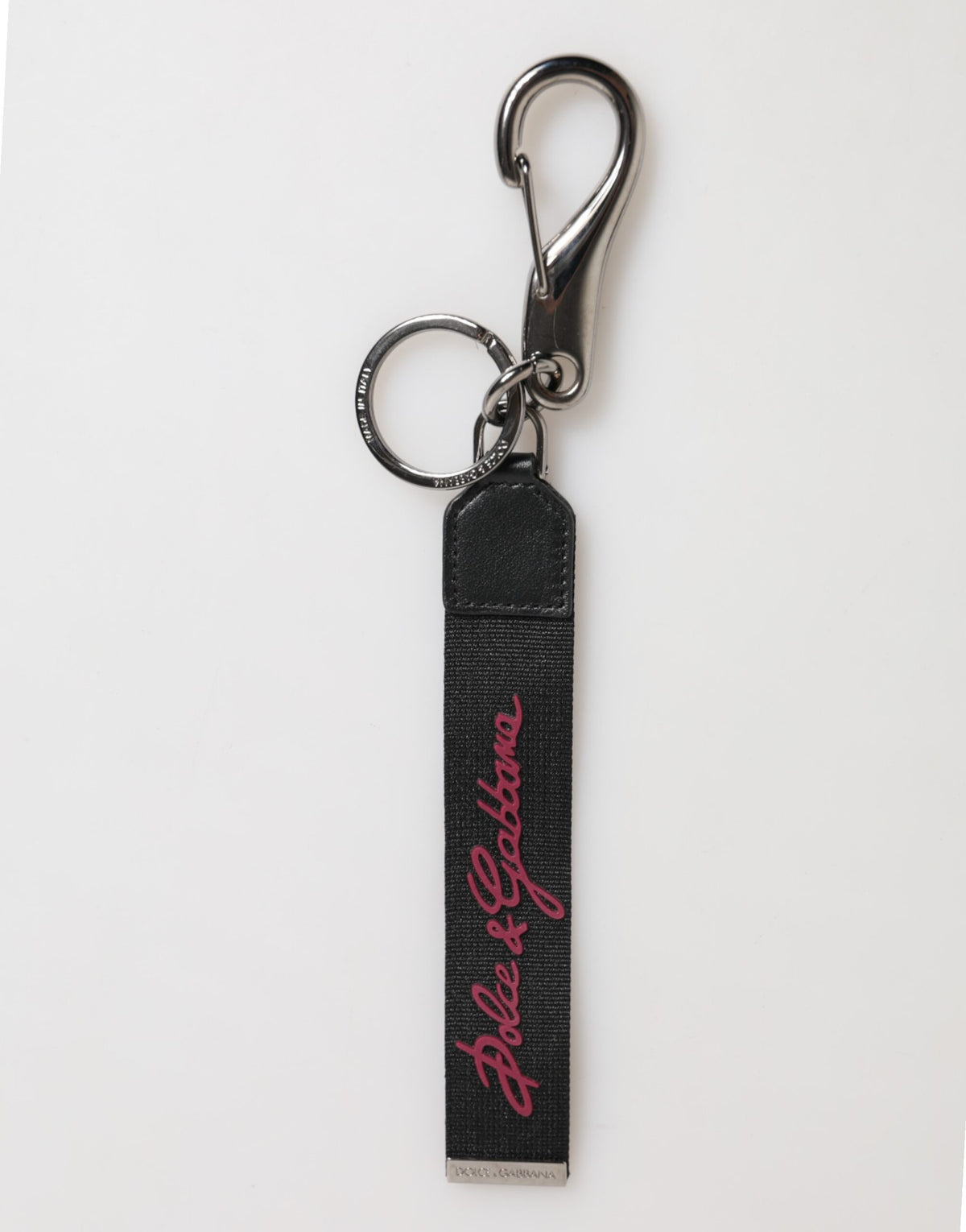 Dolce & Gabbana Black-Burgundy Polyester DG Logo Men's Keychain Keyring