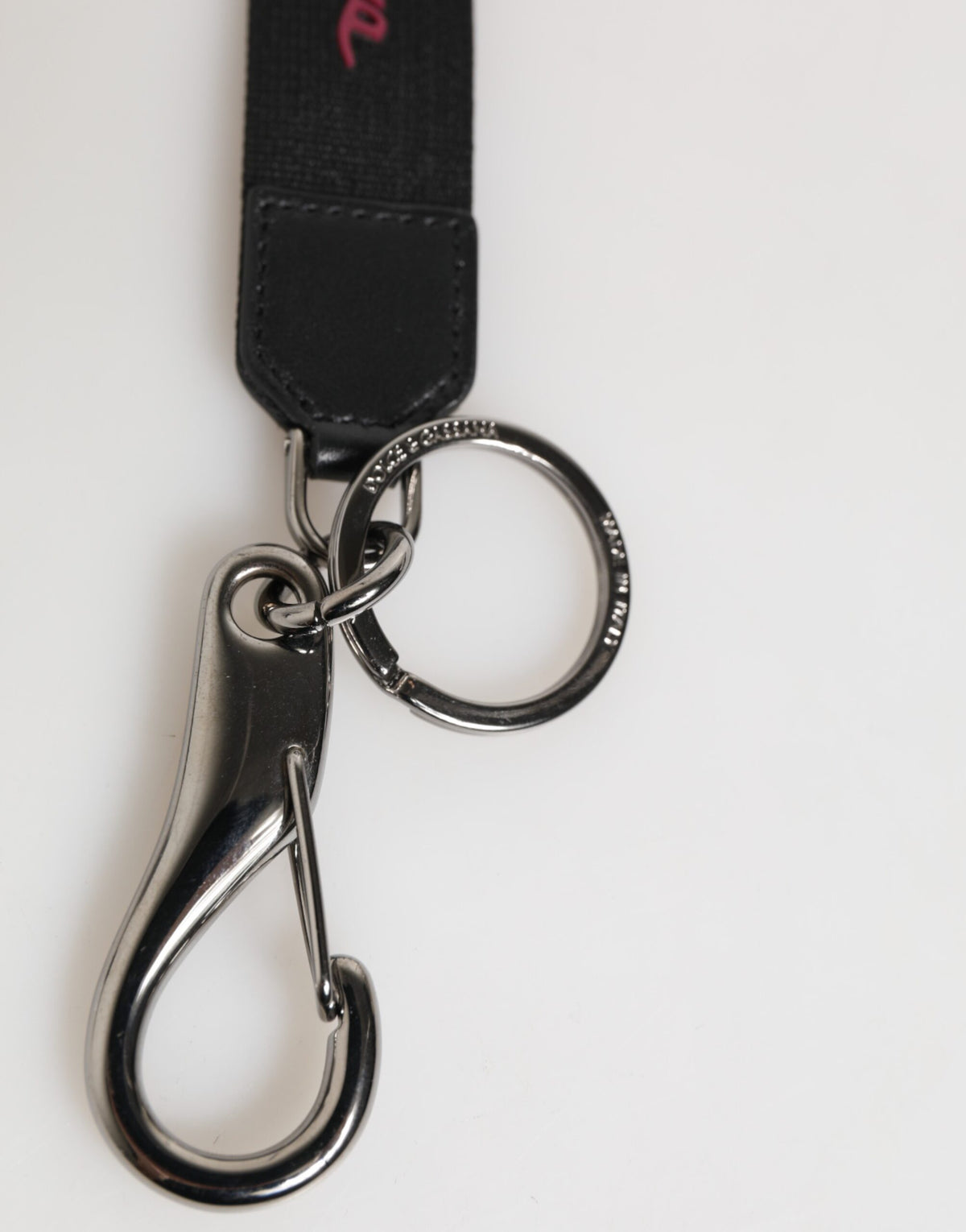 Dolce & Gabbana Black-Burgundy Polyester DG Logo Men's Keychain Keyring