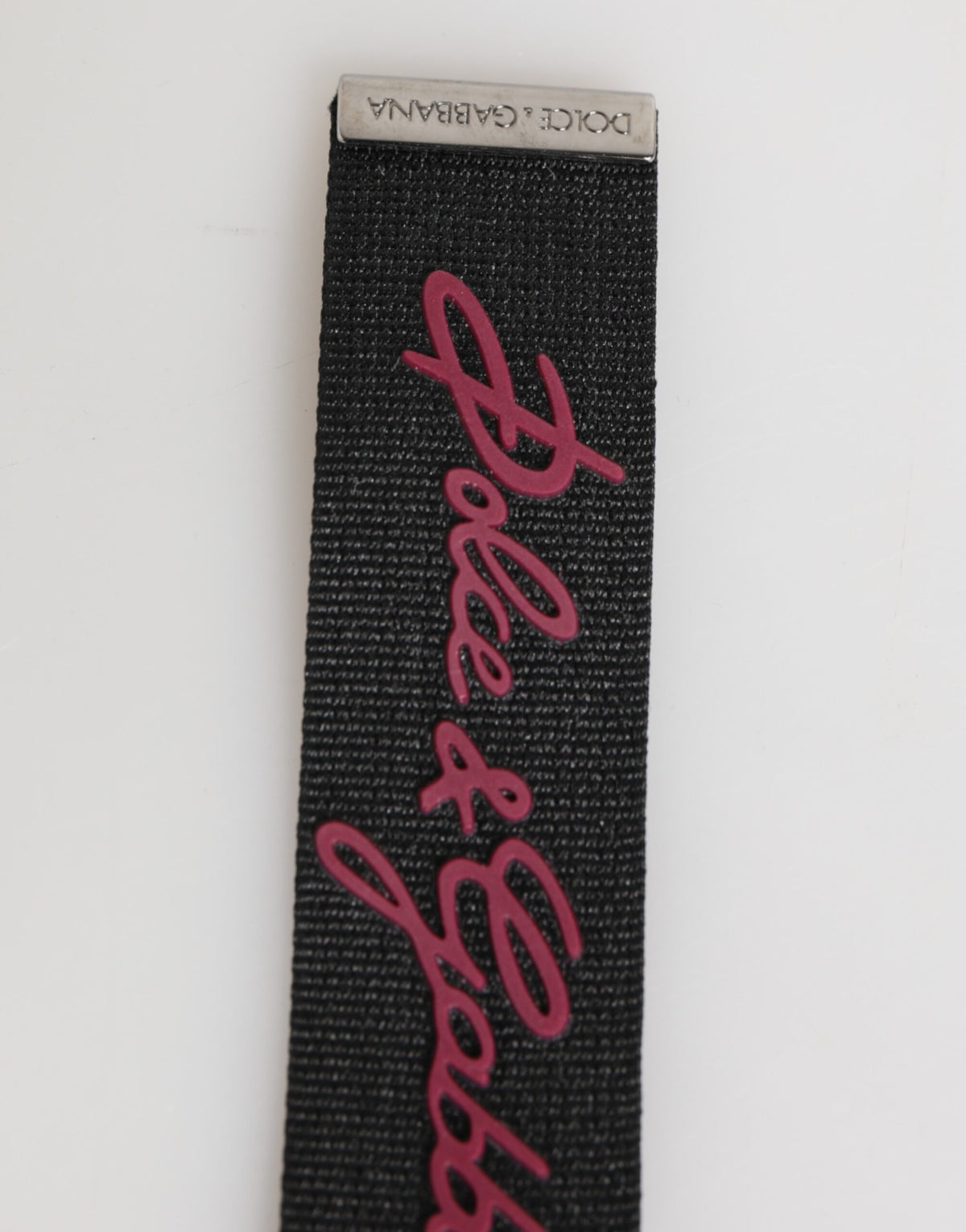 Dolce & Gabbana Black-Burgundy Polyester DG Logo Men's Keychain Keyring