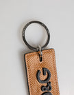 Dolce & Gabbana Brauner Leder-Schlüsselanhänger mit Logo-Metallring für Herren