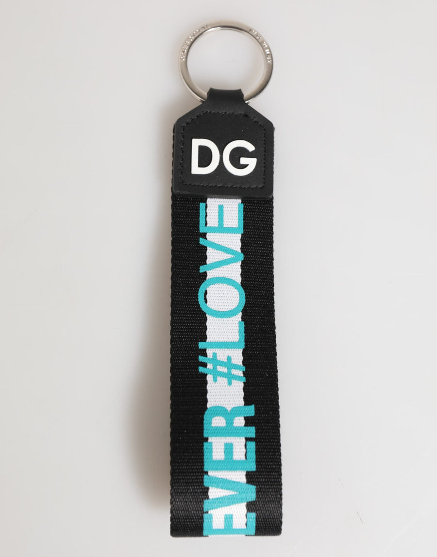 Dolce & Gabbana Multicolor Logo Polyester Keychain with Brass Holder