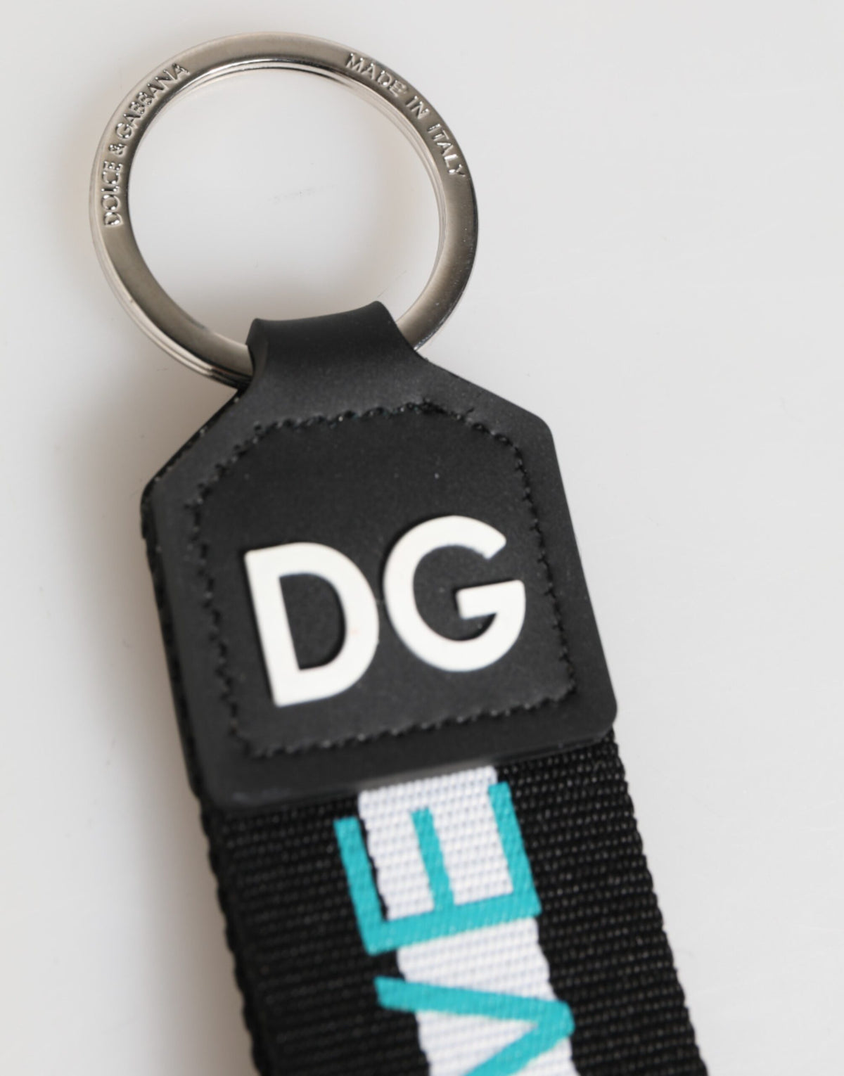Dolce & Gabbana Multicolor Logo Polyester Keychain with Brass Holder
