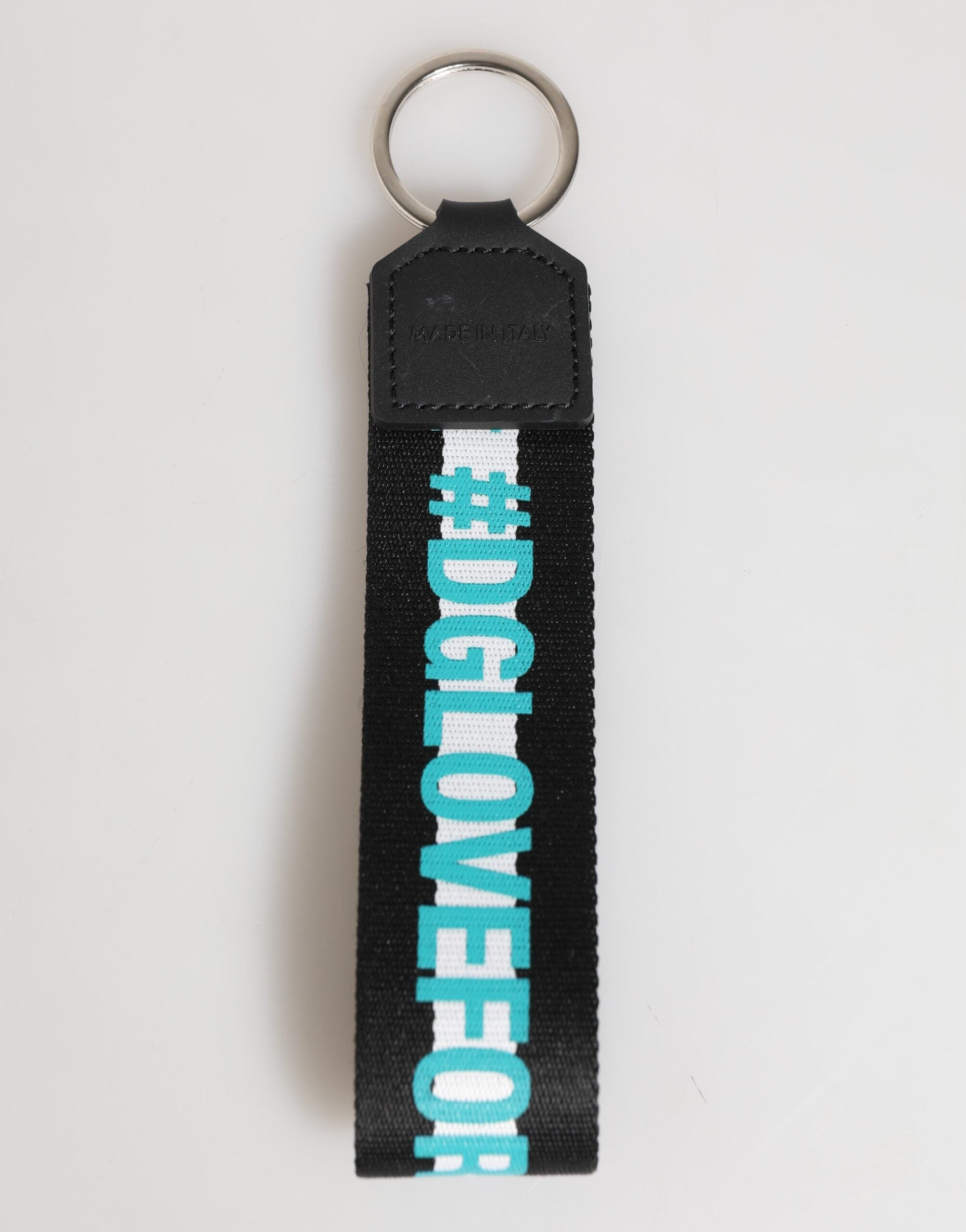 Dolce & Gabbana Mehrfarbiges Logo Polyester-Schlüsselanhänger mit Messing-Halter