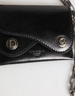 Dolce & Gabbana Schwarzes Cavallo Leder Portemonnaie Kette Druckknopf Zweifach gefalteter Kartenhalter