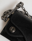 Dolce & Gabbana Schwarzes Cavallo Leder Portemonnaie Kette Druckknopf Zweifach gefalteter Kartenhalter