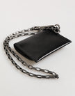 Dolce & Gabbana Schwarzes Cavallo Leder Portemonnaie Kette Druckknopf Zweifach gefalteter Kartenhalter