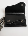 Dolce & Gabbana Schwarzes Cavallo Leder Portemonnaie Kette Druckknopf Zweifach gefalteter Kartenhalter