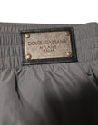 Dolce & Gabbana Hellgraue Badeshorts aus Nylon mit elastischem Bund Bademode