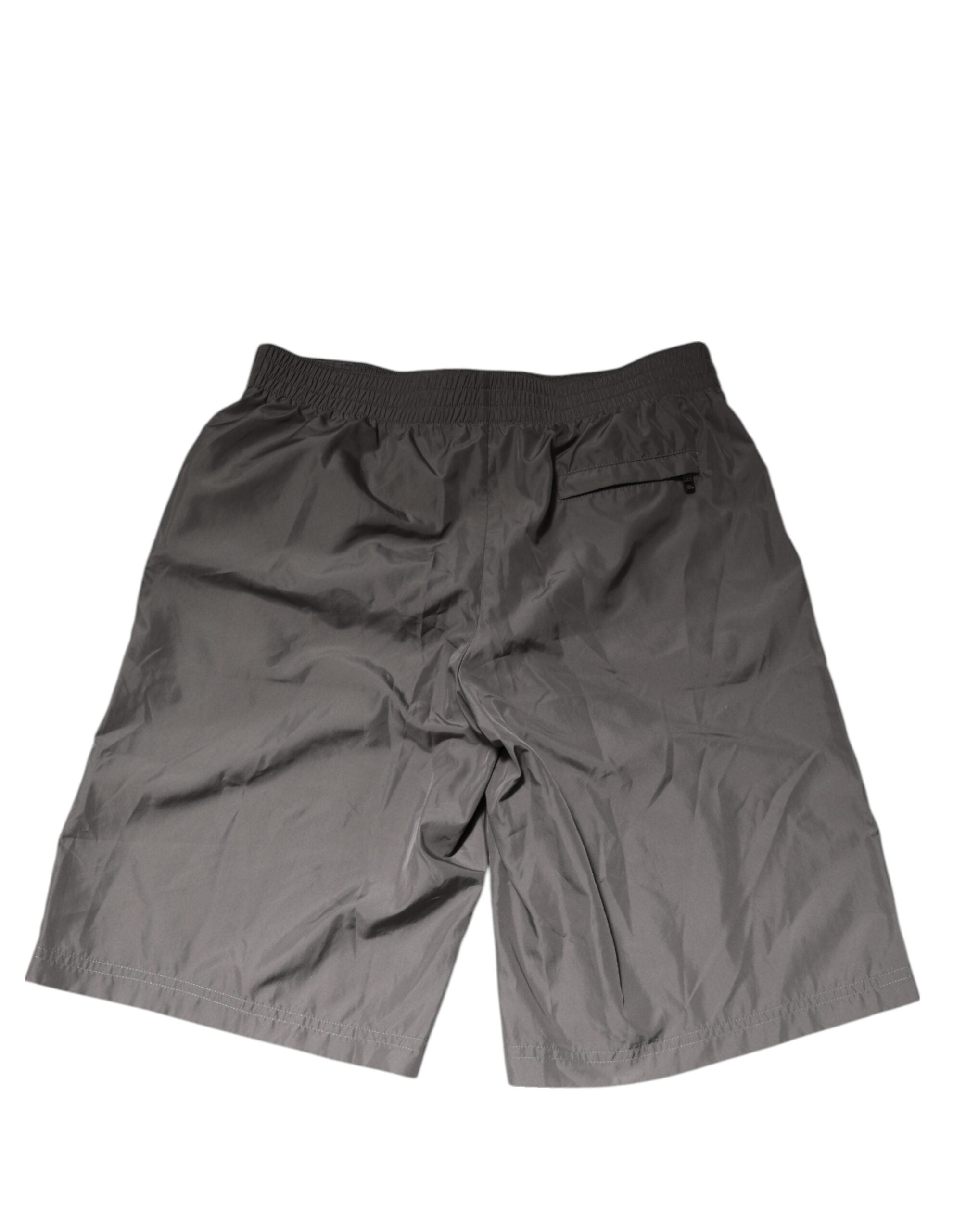 Dolce & Gabbana Hellgraue Badeshorts aus Nylon mit elastischem Bund Bademode