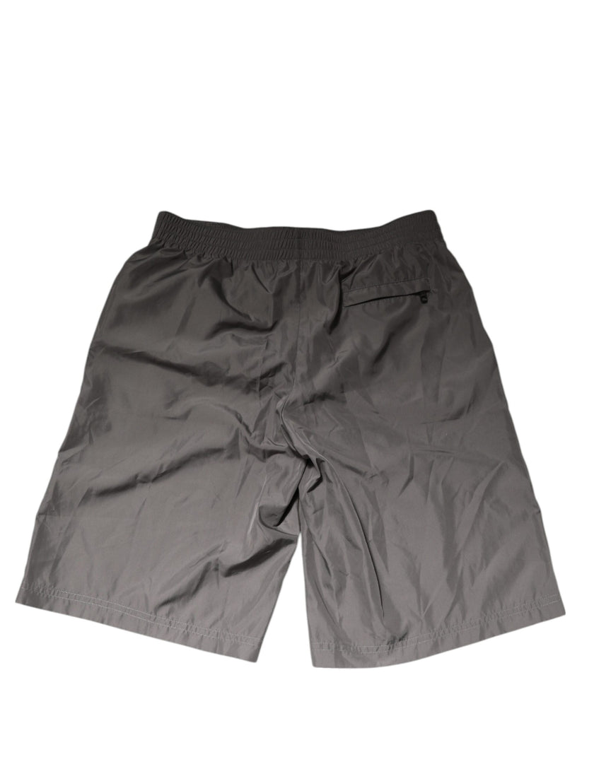 Dolce & Gabbana Hellgraue Badeshorts aus Nylon mit elastischem Bund Bademode