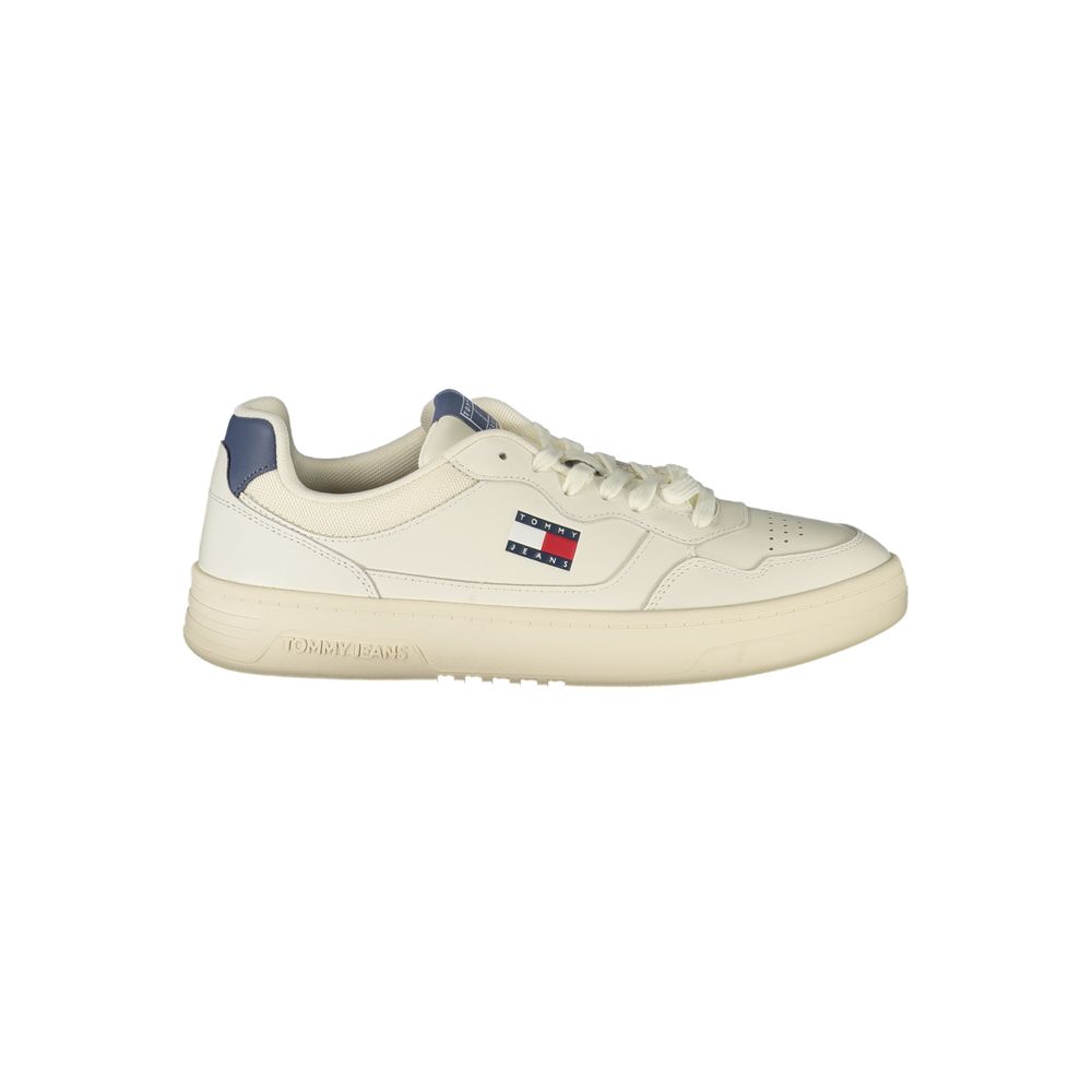 Tommy Hilfiger White Polyurethane Men's Sneakers