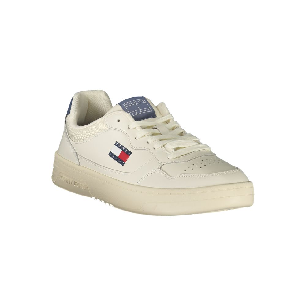 Tommy Hilfiger White Polyurethane Men's Sneakers