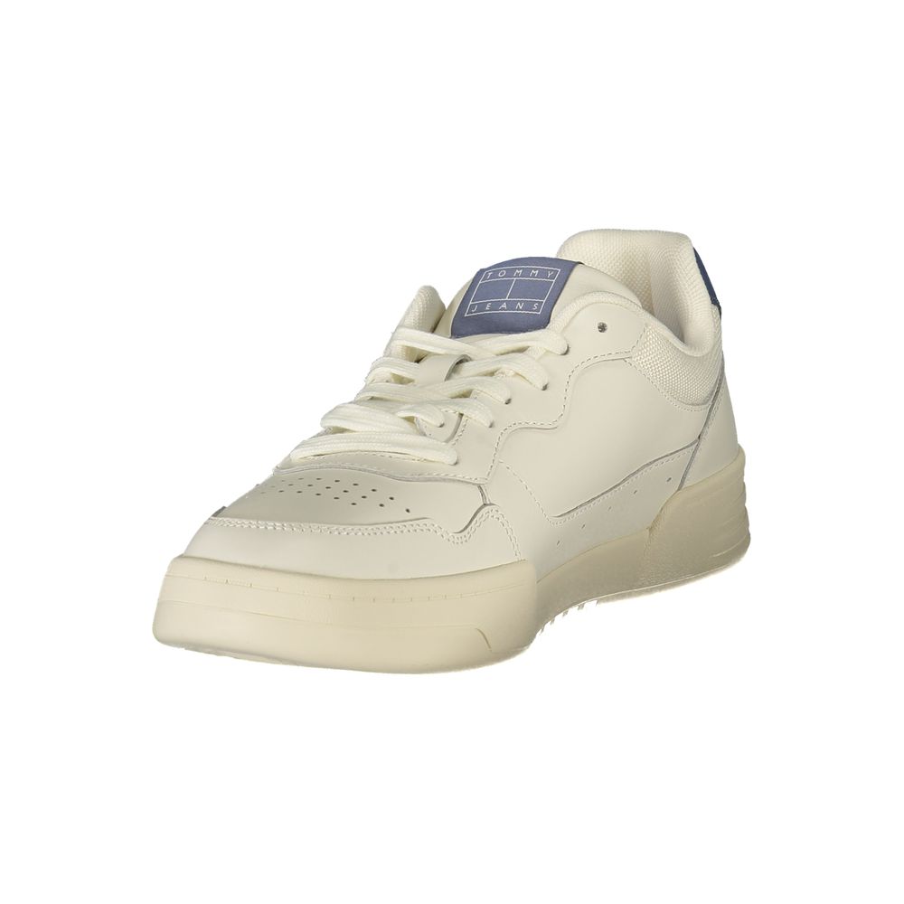 Tommy Hilfiger White Polyurethane Men's Sneakers